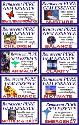 Blended Gem Essences Kit 10 x 10ml Stock Strength Potentised Pure Vibrational