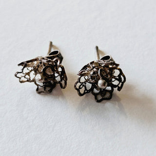 Silver Earrings Studs Flower Hand made Artisan Jewellery Jewelry Collectable J1