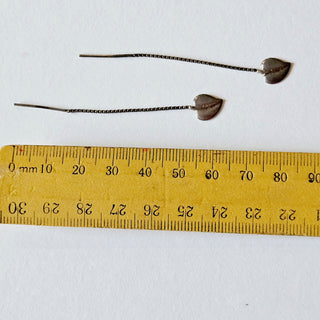 Leaf Chain Dangle Earrings 1980's S Silver Jewellery Jewelry Collectable J1