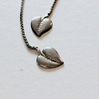 Leaf Chain Dangle Earrings 1980's S Silver Jewellery Jewelry Collectable J1