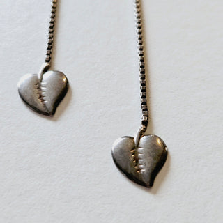 Leaf Chain Dangle Earrings 1980's S Silver Jewellery Jewelry Collectable J1