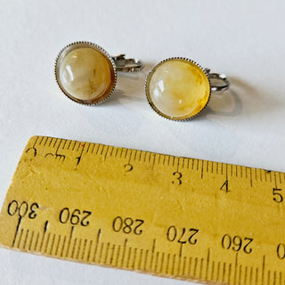 Agate Hand Made Earrings Ear Ring Rings Clip on Jewellery Jewelry Collectable J1