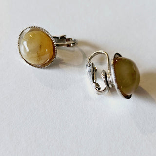 Agate Hand Made Earrings Ear Ring Rings Clip on Jewellery Jewelry Collectable J1
