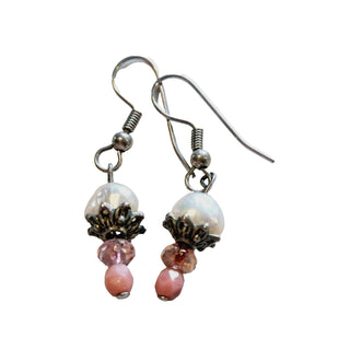 Pink Pearl Dangle Earrings Vintage  1980s Collectable J1