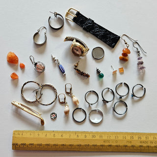 Bulk Lot: fancy Costume Jewellery Gems Findings Rings Earrings +More DIY Make R2