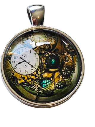 Pendant Sterampunk Clocks images Glass Hand Made Artist Australia