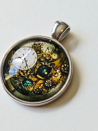 Pendant Sterampunk Clocks images Glass Hand Made Artist Australia