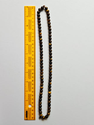 Necklace Tiger Eye Rounded 8mm Ball Beads, Beaded Genuine