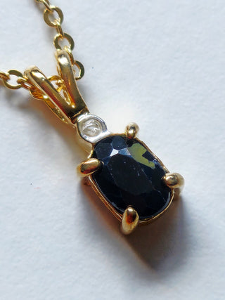 Sapphire Cubic Zirconia Gold Pendant Necklace Natural Gem