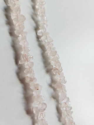 Necklace Rose Quartz Tumbled Beads, Genuine