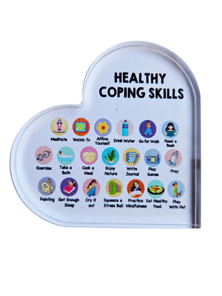Healthy Coping Skills Acryllic Heart Plaque Positive Mental Health Wellbeing