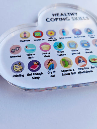 Healthy Coping Skills Acryllic Heart Plaque Positive Mental Health Wellbeing