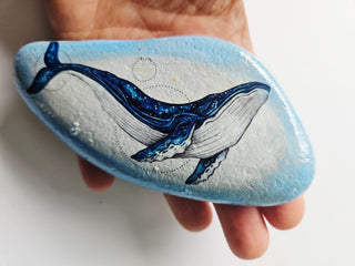 Whale Song Hand Painted Artisan Created Rock Individually Blessed with Card Story
