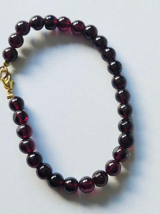 Australian Garnet Round Bead Bracelet Natural Red