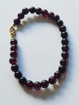 Australian Garnet Round Bead Bracelet Natural Red