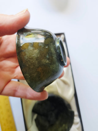 Vintage Chinese Carved Jade Serpentine Bowl Translucent Fine Wall 35g 7cm