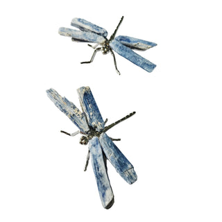 Raw Blue Kyanite Dragonfly Figurine Silver Plated Natural Crystal Wings