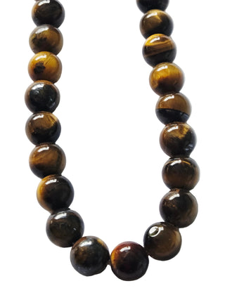 Necklace Tiger Eye Rounded 8mm Ball Beads, Beaded Genuine