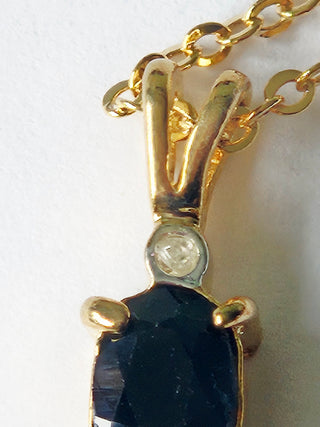 Sapphire Cubic Zirconia Gold Pendant Necklace Natural Gem