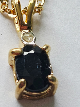Sapphire Cubic Zirconia Gold Pendant Necklace Natural Gem