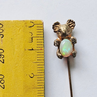Solid White Opal Koala Pin Brooch Australian Genuine Gems Gold