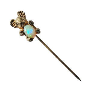 Solid White Opal Koala Pin Brooch Australian Genuine Gems Gold