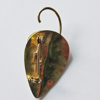 Handcrafted Natural Banded Agate Gold Hammered Leaf Brooch – Artisan Gemstone Studio Jewellery
