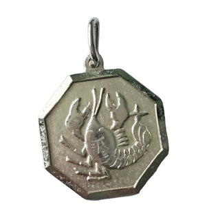 Vintage Heritage Sterling Silver Cancer Zodiac Pendant – Octagon Crab Talisman