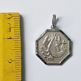 Vintage Heritage Sterling Silver Cancer Zodiac Pendant – Octagon Crab Talisman