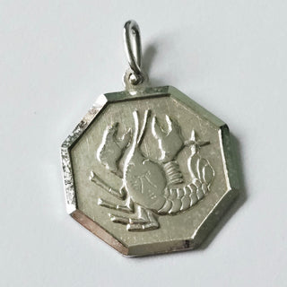 Vintage Heritage Sterling Silver Cancer Zodiac Pendant – Octagon Crab Talisman