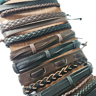 Handmade Braided Leather Bracelet Adjustable Tribal Boho Style Unisex (You choose style)