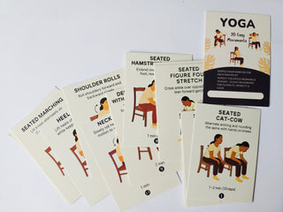 21pcs Seated Yoga Cards,Easy Chair Movements Poses Illustrated Step-By-Step Guide,Fitness Equipment Cards For Yoga Instructors