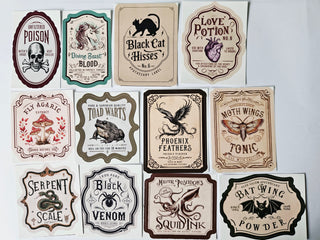 12 Mystical Apothecary Stickers Potion Bottle & Journal Labels