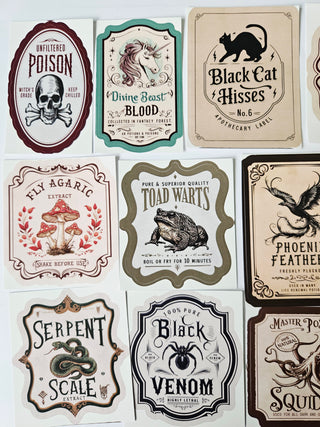 12 Mystical Apothecary Stickers Potion Bottle & Journal Labels