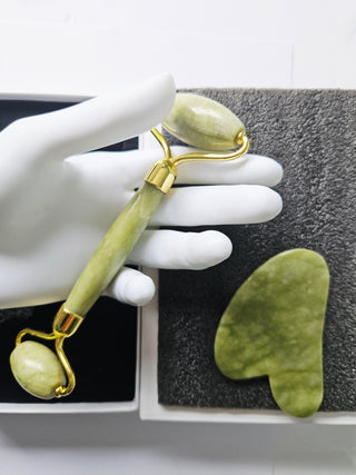 Jade Roller Gua Sha Set Natural Green Aventurine Crystal Facial Massage Beauty Kit