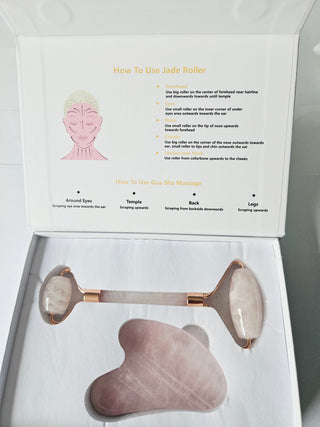 Crystal Face Roller Set Rose Quartz Gua Sha Anti Aging Skin Care Tool Massage Kit