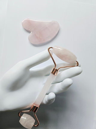 Crystal Face Roller Set Rose Quartz Gua Sha Anti Aging Skin Care Tool Massage Kit