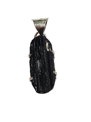 Black Schorl Tourmaline Sterling Silver Pendant 1 Natural Stone Handcrafted Jewelry Genuine Gemstone Necklace
