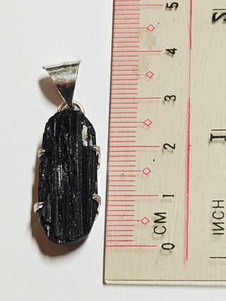 Black Schorl Tourmaline Sterling Silver Pendant 1 Natural Stone Handcrafted Jewelry Genuine Gemstone Necklace