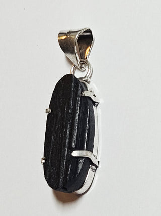 Black Schorl Tourmaline Sterling Silver Pendant 2 Natural Stone Handcrafted Jewelry Genuine Gemstone Necklace