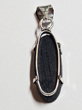 Black Schorl Tourmaline Sterling Silver Pendant 2 Natural Stone Handcrafted Jewelry Genuine Gemstone Necklace