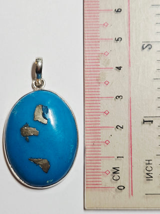 Resin Morenci Turquoise Resin Pyrite Sterling Silver Necklace Hand made