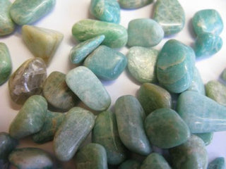 AMAZONITE Tumbled gem stones x 6 pieces, Rare, Beautiful Blue, Brings Peace
