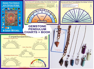 Comprehensive PENDULUM KIT: 3 x CHARTS, Book, 1 x GEM PEND' Divine Dowse Predict
