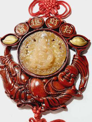 Huge Mela Maitreya Happy Laughing Buddha Wall Hanging Abundance Luck Blessing M2