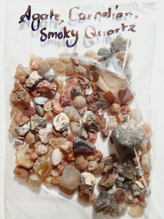 Agate, Carnelian,Smoky Quartz Gemstone Bundle 255gms Lovely Colours Natural G2