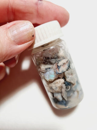 Bottle of Opal Pieces, Lovely colour flashes Entire Lot Coober Pedy Australia G4