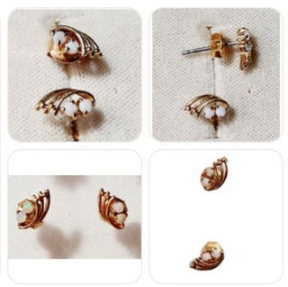 Solid Opal Flourish Gold Earrings Australian Genuine Gems  RRP$160