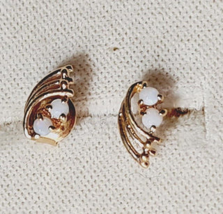 Solid Opal Flourish Gold Earrings Australian Genuine Gems  RRP$160