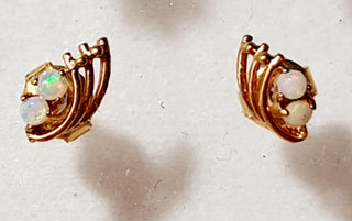 Solid Opal Flourish Gold Earrings Australian Genuine Gems  RRP$160